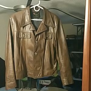 Medium light brown leather jacket